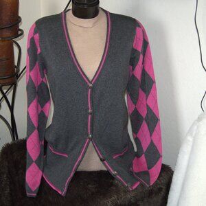 Tehama Gray and Fuchsia Large Sweater